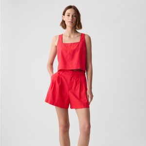GAP Linen-Blend Button-Back Cropped
Tank Top (color: slipper red; size: L)